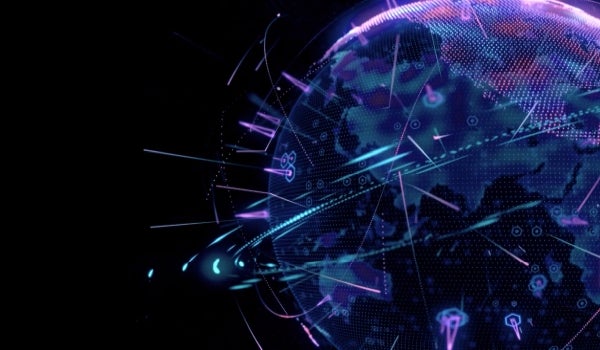 A globe with cyber lines
